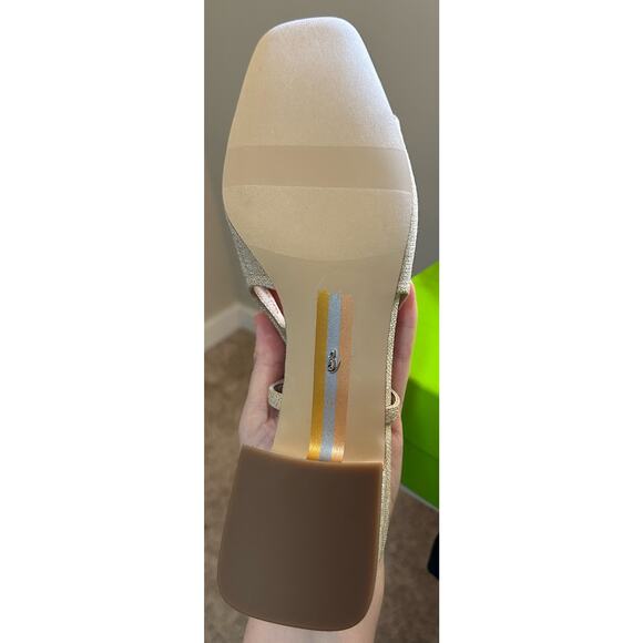 Sam Edelman TARRA GLITZ SLINGBACK HEEL Gold Linen Size 10 New - Picture 5 of 7